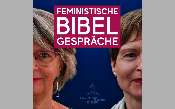 Logo Feministische Bibelgespräche mit den Porträts der beiden Podcast-Macherinnen